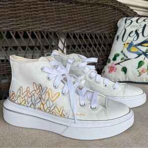 Skechers White High-Top Sneakers with Multicolor Accents